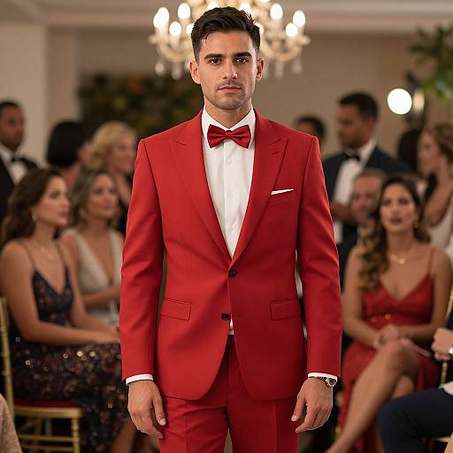 Stylish Man in Red Suit