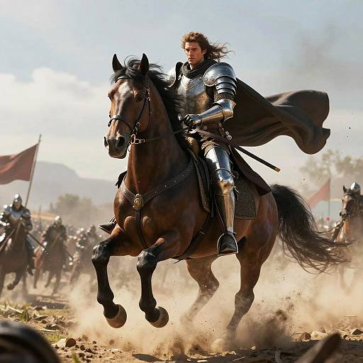 Heroic Cavalier on Majestic Warhorse
