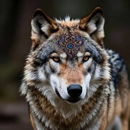 Hyper-Realistic Wolf with Mandala Patterns