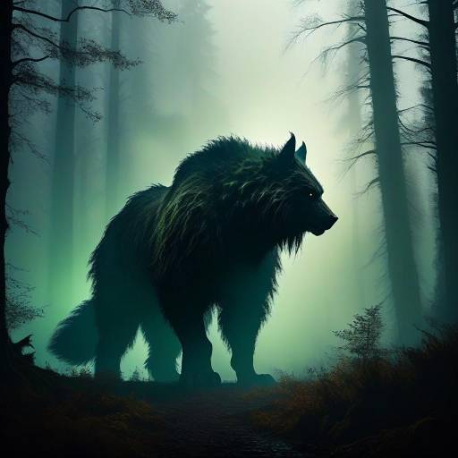 Mysterious Creature in Foggy Forest