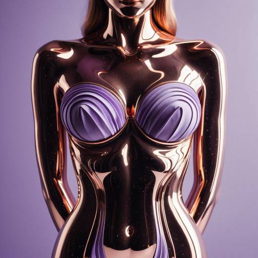 3D Rose Gold Female Torso with Lavender Accents