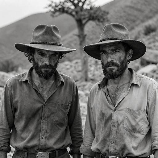 Rugged Men in Mountain Landscape