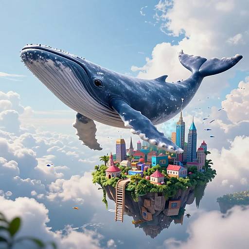 Surreal Whale Floating City Ecosystem
