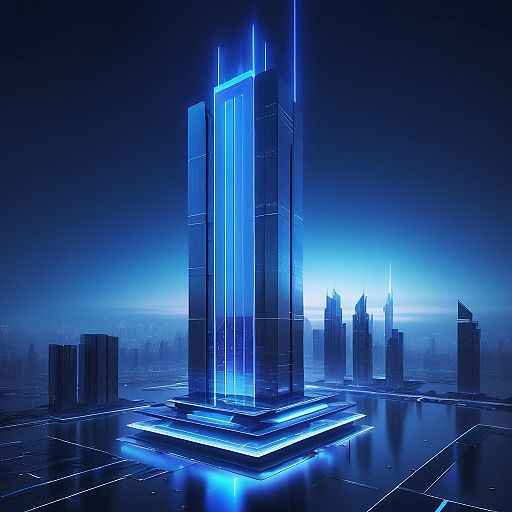 Futuristic Skyscraper with Neon Glow Futuristic Skyscraper with Neon Glow