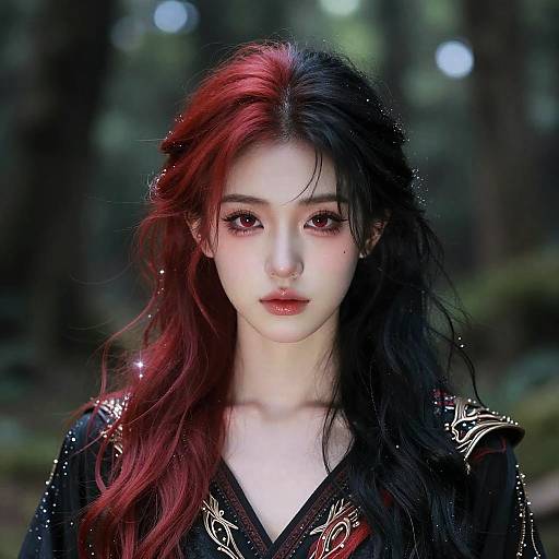 Fantasy Character with Dual Hair Colors