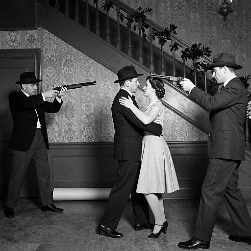 Vintage Black-and-White Indoor Scene