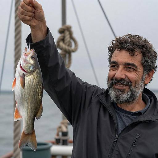 Cheerful Angler Holding a Fresh Catch