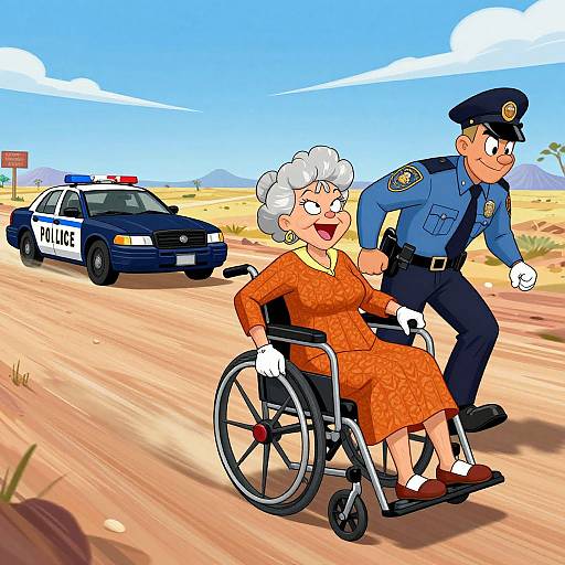 Cartoon Chase: Old Woman vs Police