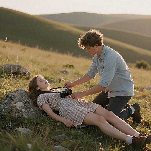 Young Couple Captured in Golden Light