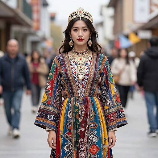 Vibrant Woman in Ornate Cultural Costume