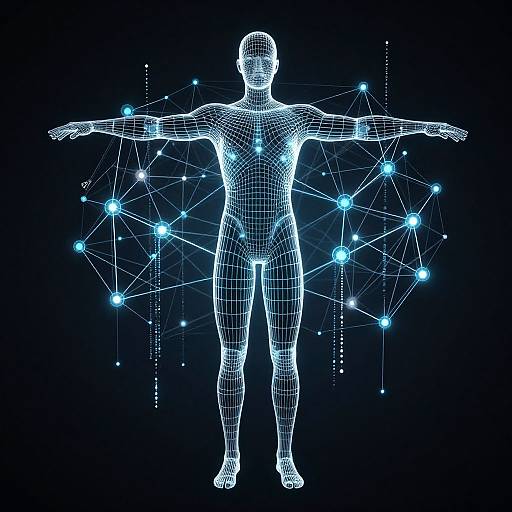 High-Tech Open Pose Wireframe Diagram