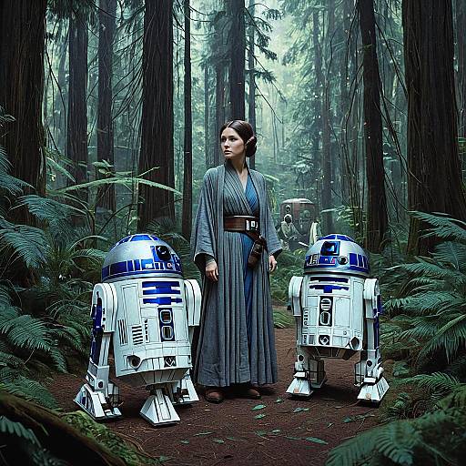 Star Wars Leia with R2-D2 on Endor Forest