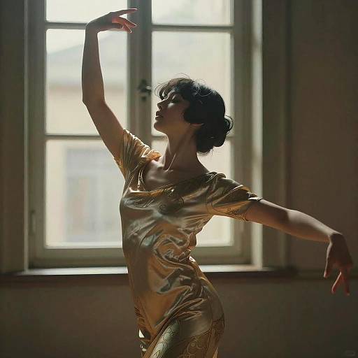 Elegant Anime Dancer in Art Nouveau