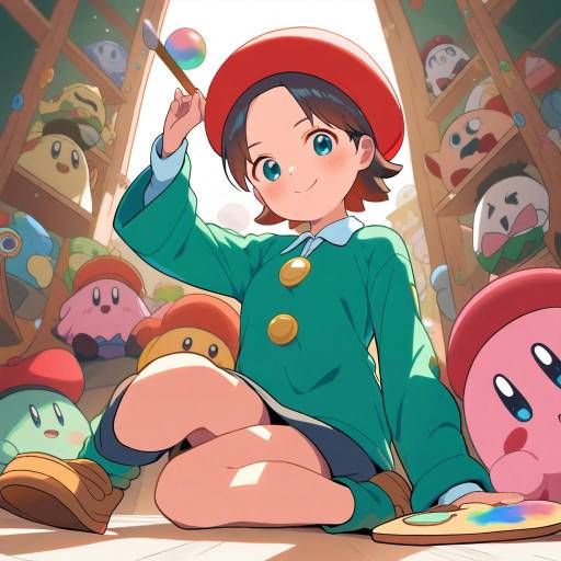 Illustration of Adeleine, kirby (series) in the style of Shin'en (gyokuro company)