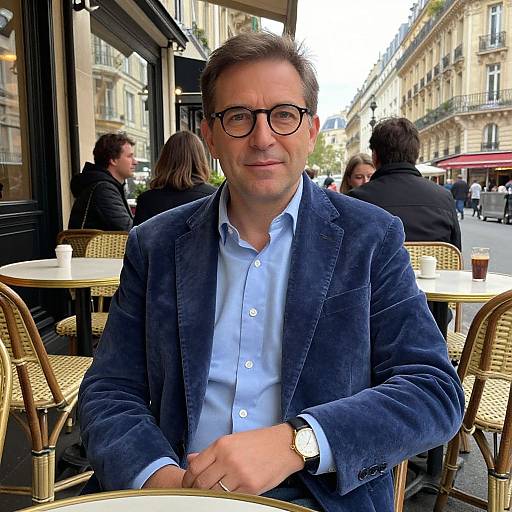 Stylish Middle-aged Man at Paris Café