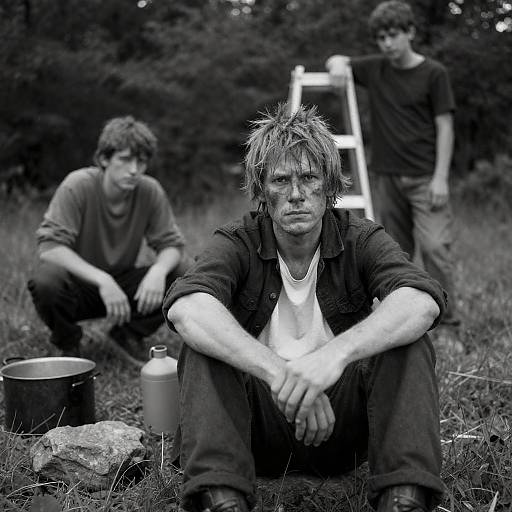 Grungy Outdoor Portrait in Black and White
