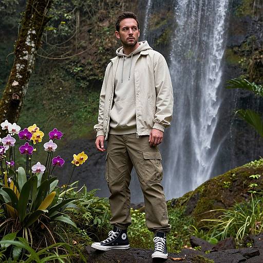 Man Exploring Tropical Rainforest Style