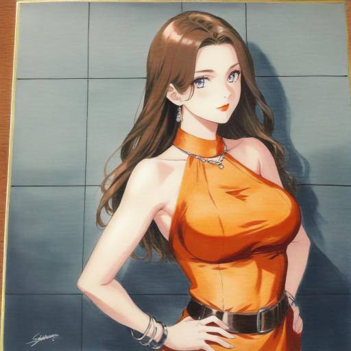 Anime Style Woman in Orange Dress