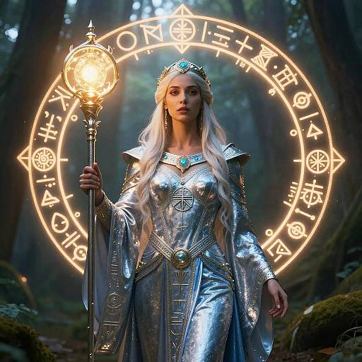 Mystical Forest Priestess with Staff