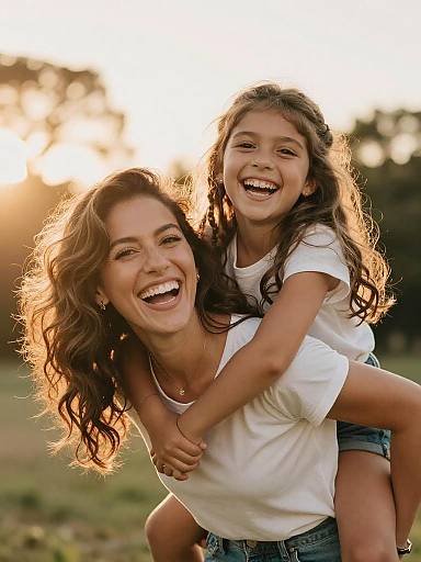 Golden-Hour Latina Mother-Daughter Joy