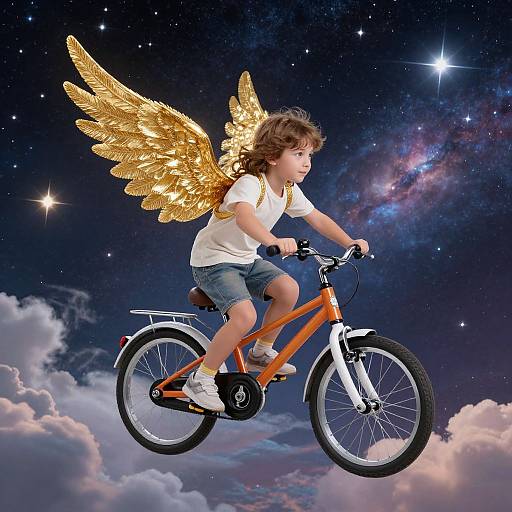 Child with Golden Wings in Cosmos