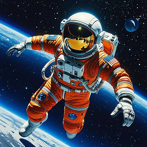 Futuristic Astronaut Floating in Space