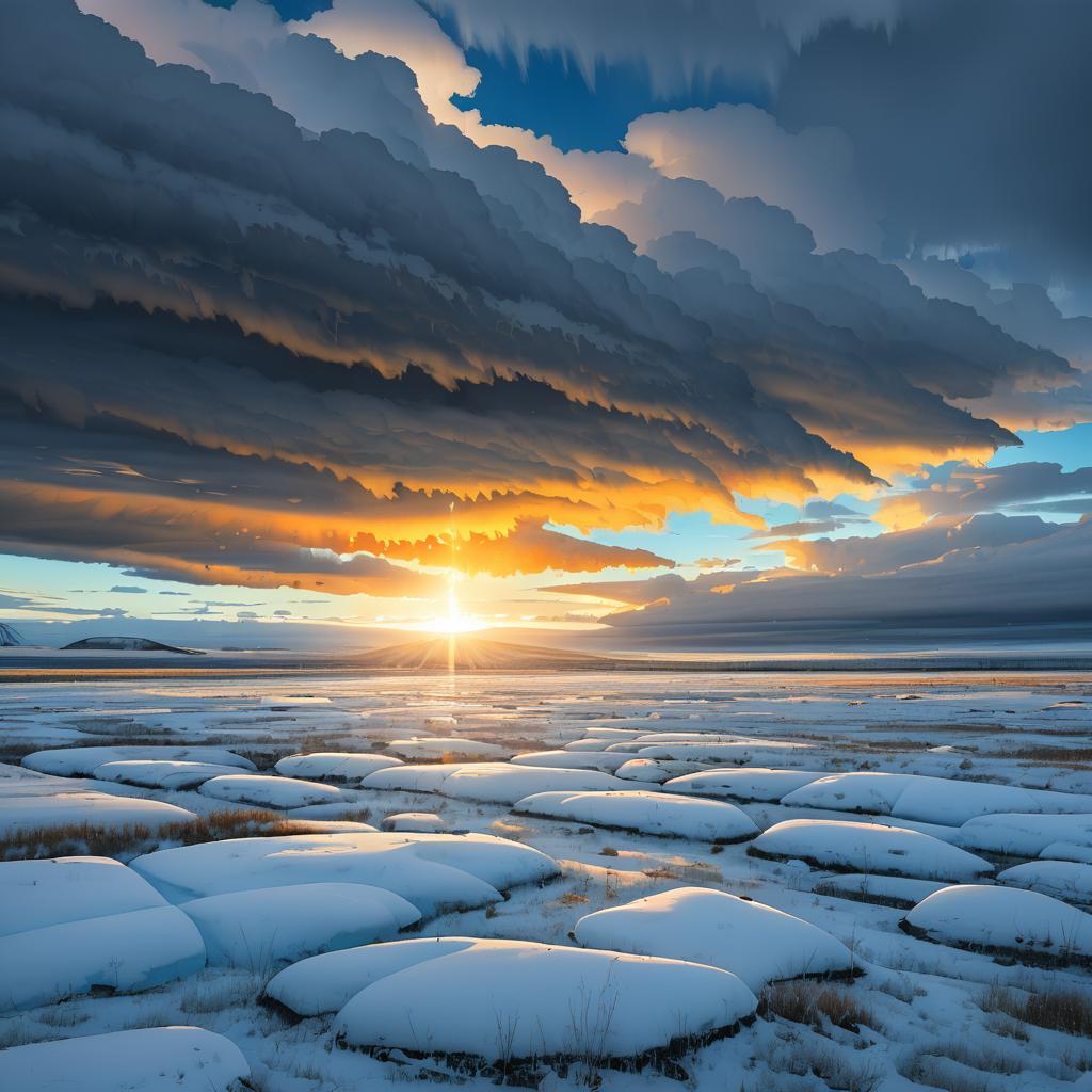 Dramatic Permafrost Landscape Under Storm Clouds