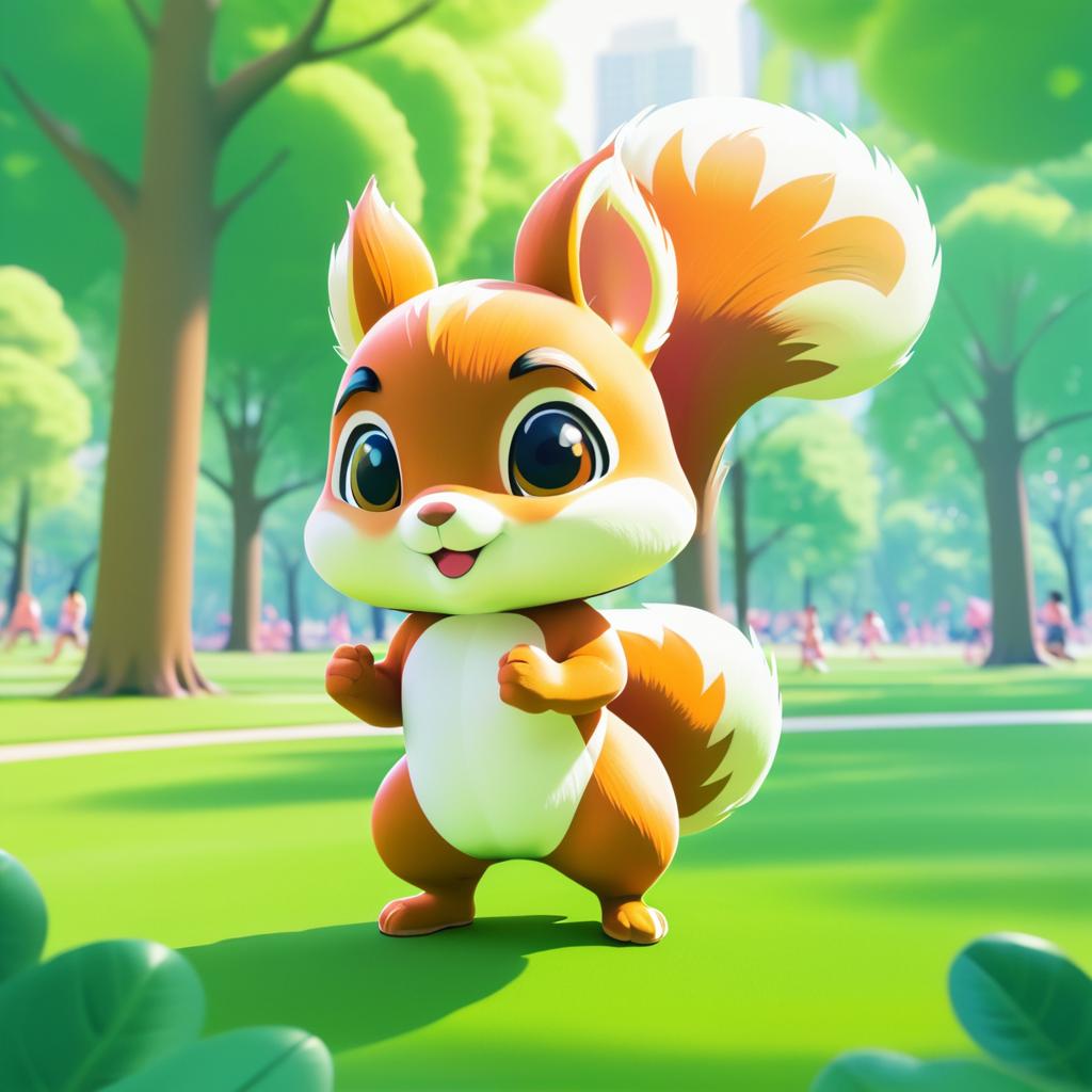 Kawaii Buff Squirrel in a Park