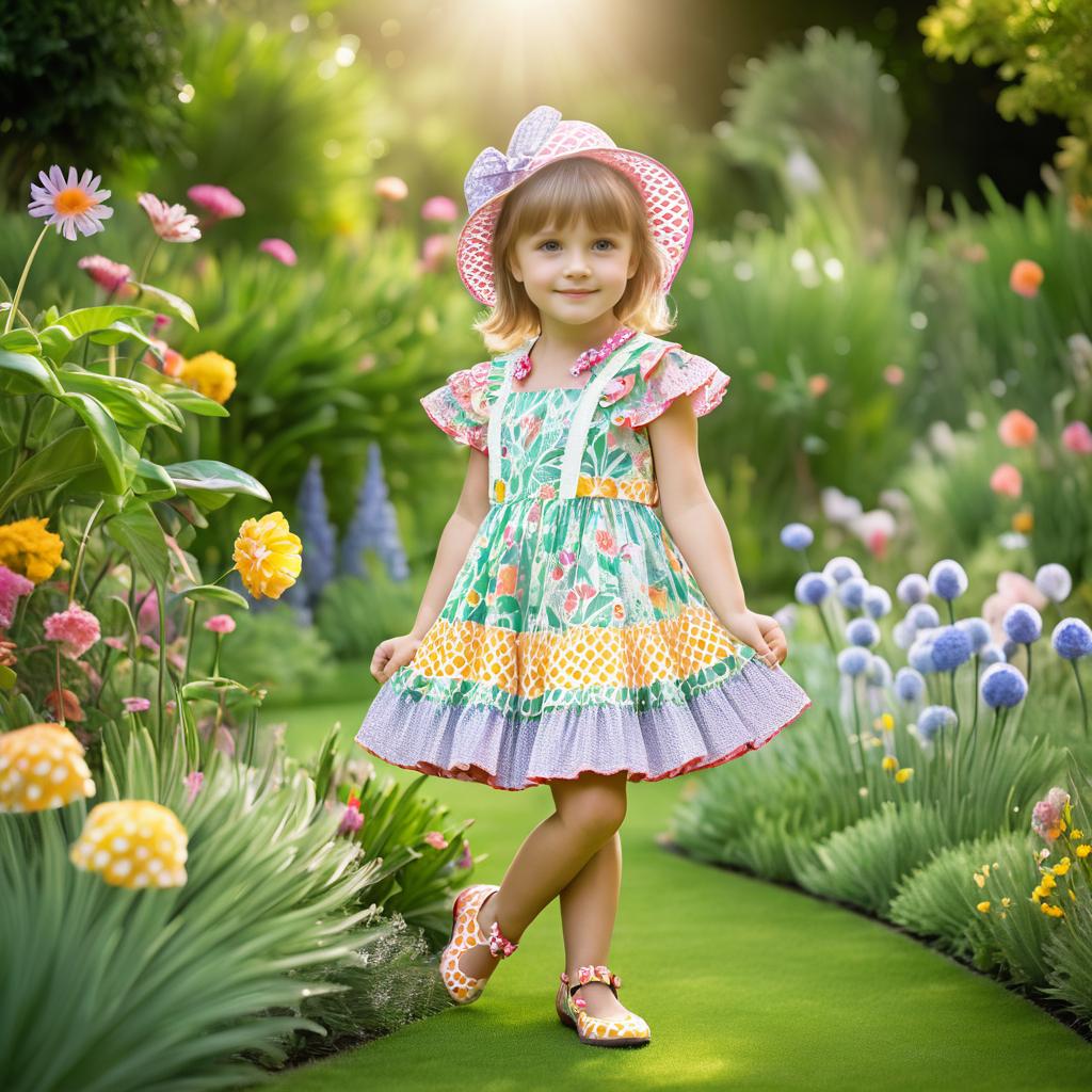 Whimsical Garden: Child in Playful Outfit