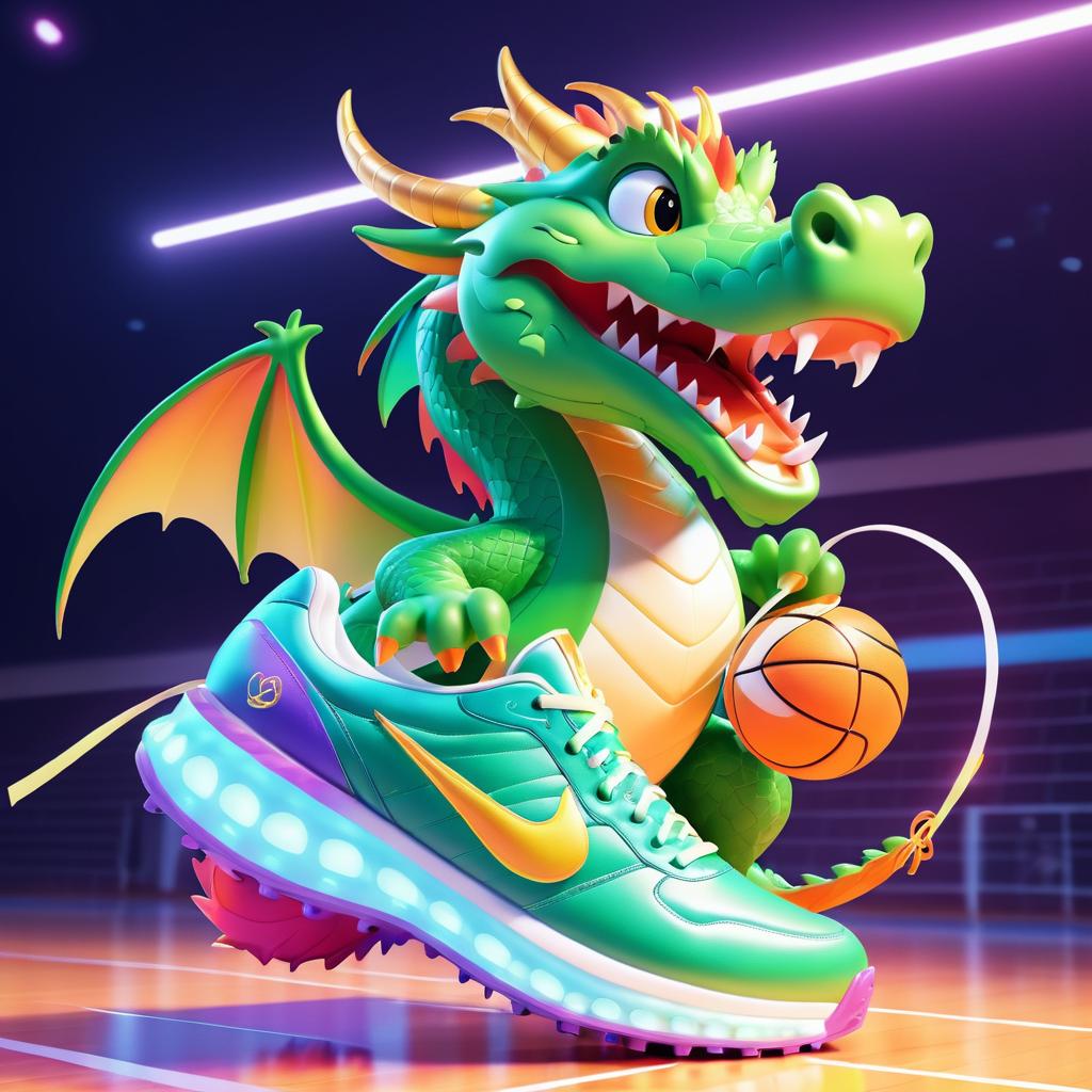 Whimsical Dragon with Sports Shoe