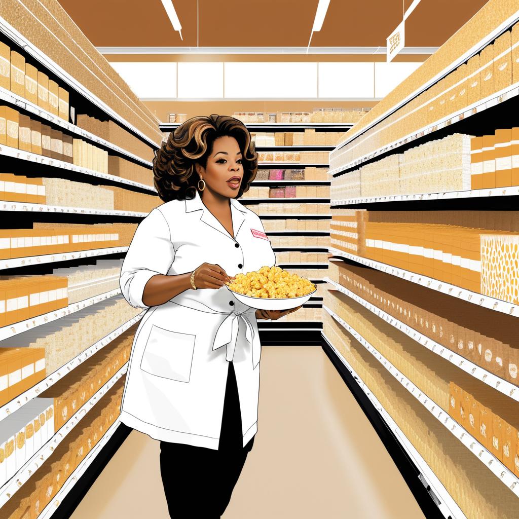 Oprah Chef Illustration in Grocery Store