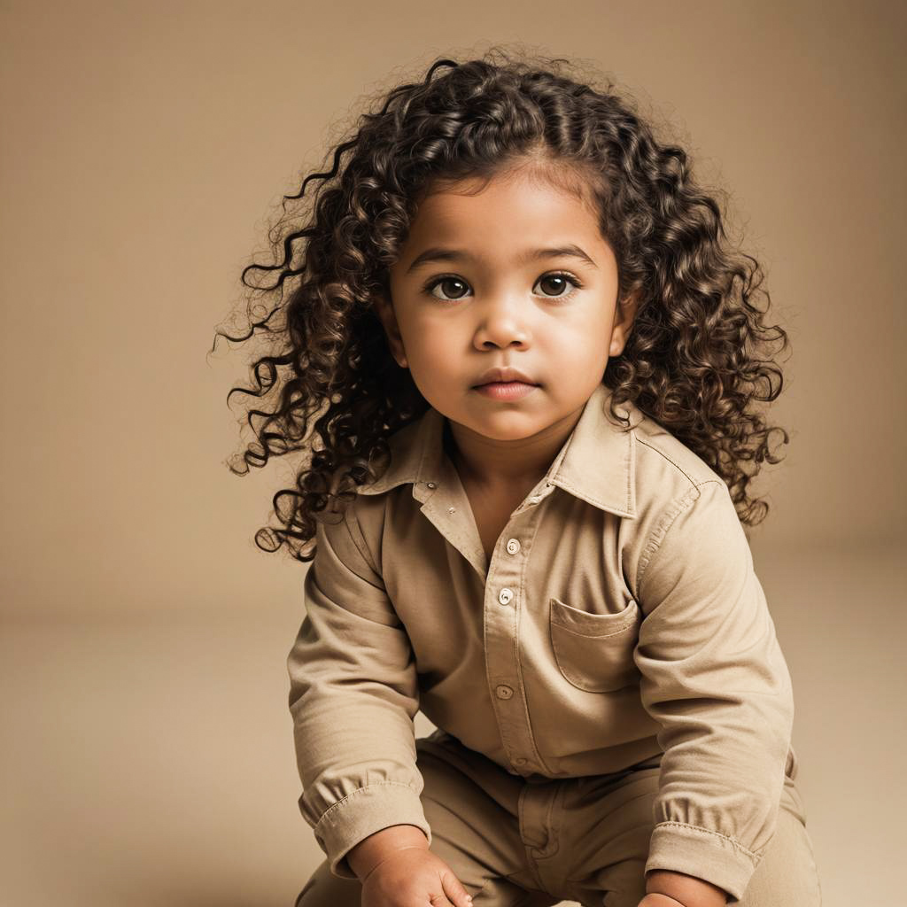 Charming Toddler Portrait in Neutral Studio