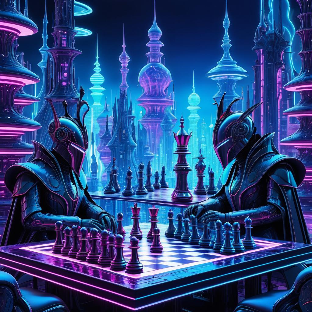 Futuristic Robots Engage in Chess Battle