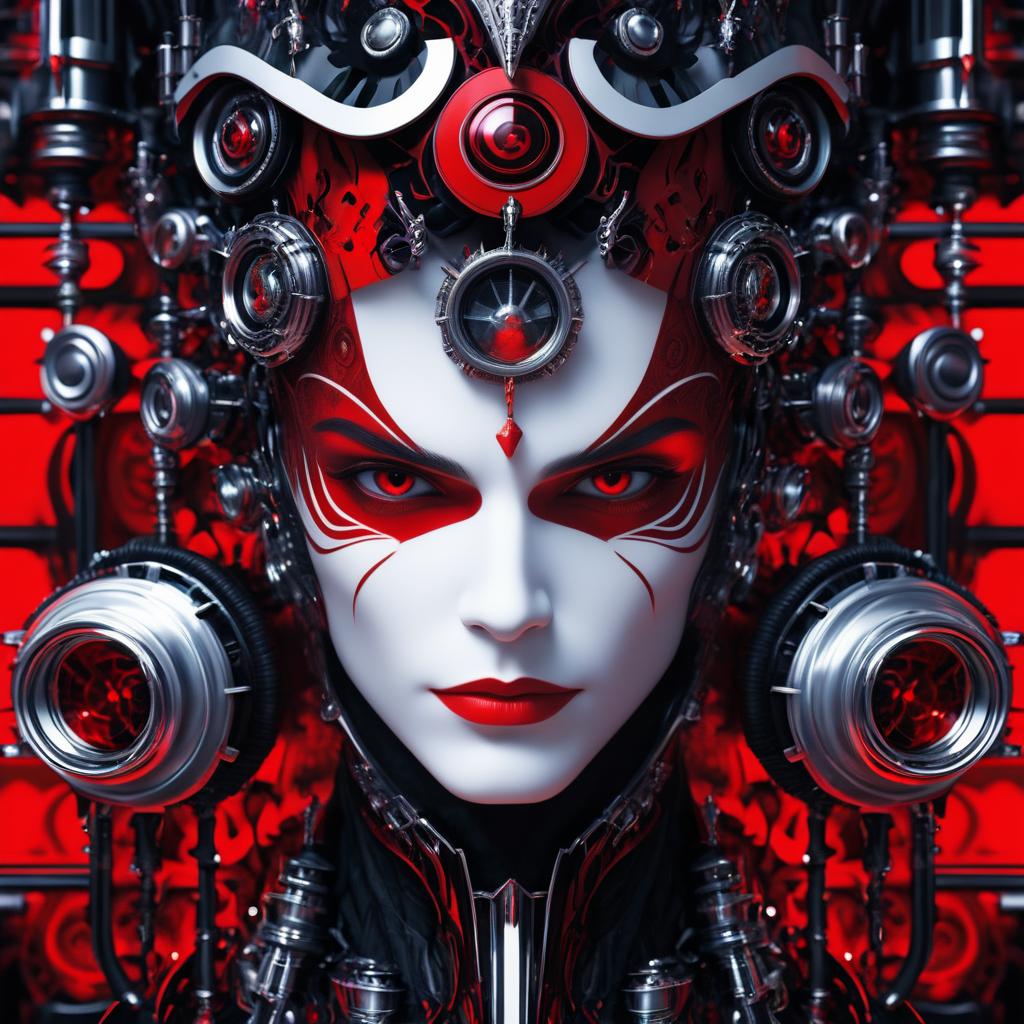 Elaborate Synthetic Mechanic Face Art