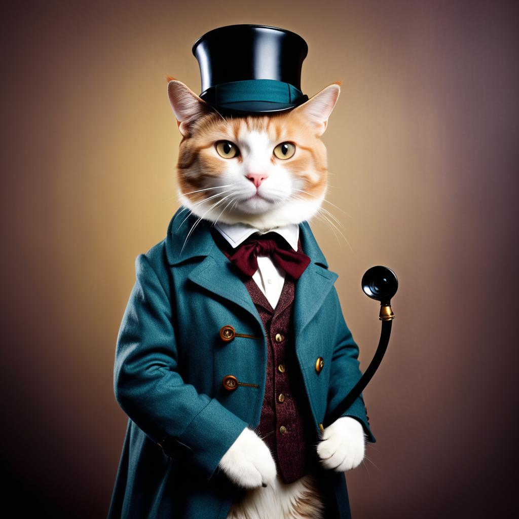 Whimsical Cat as Sherlock Holmes