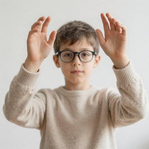 Young Boy Reaching Through Spider Web