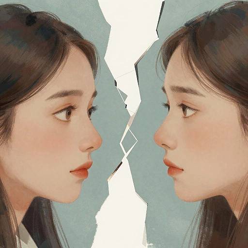 Contrasting Faces Within a Broken Frame