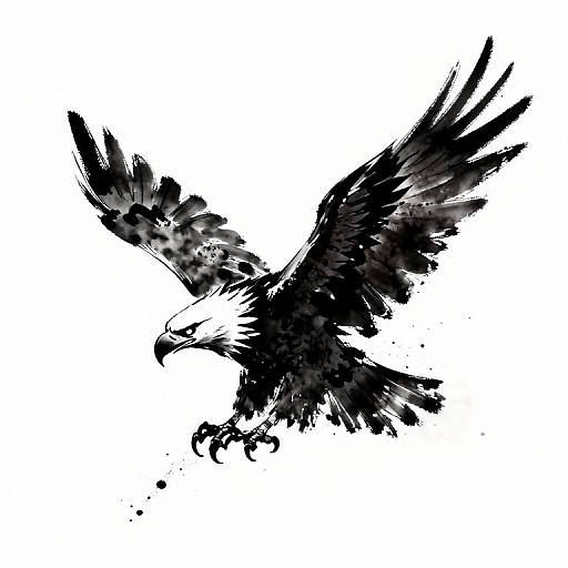 Dynamic Eagle Ink Painting