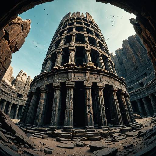 Ancient Temple Ruins with Dramatic Perspectives