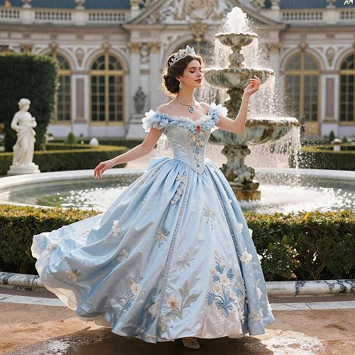 Elegant Rococo Noblewoman in Palace Garden