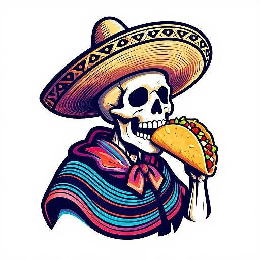 Introspective Skull with Taco and Poncho