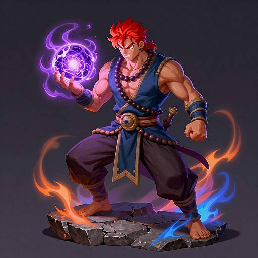 Fierce Red-Haired Warrior in Action