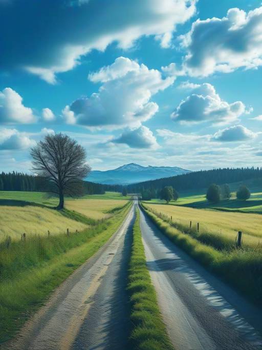 Scenic Rural Landscape with Blue Sky