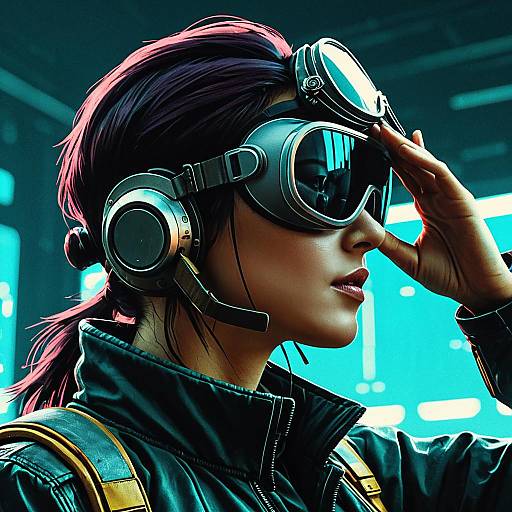 Cyberpunk Aviator Woman with Goggles
