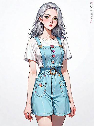 Casual Chic: Realistic Girl in Pinafore