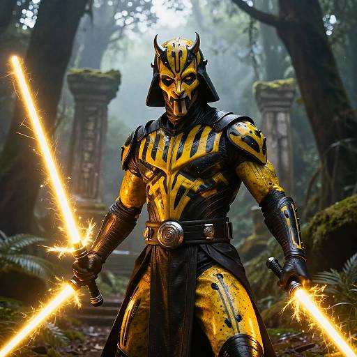 Yellow Darth Maul in Mystical Forest