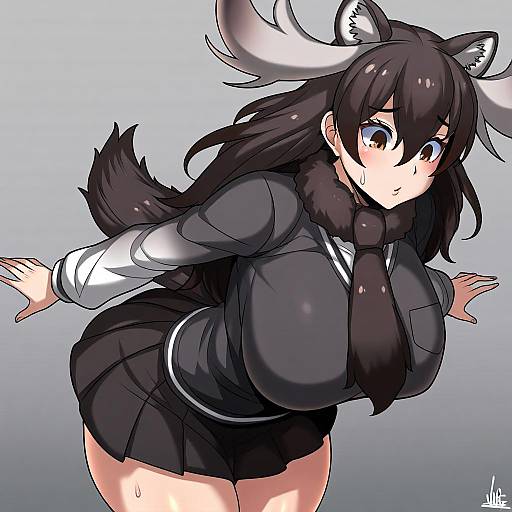 Illustration of Moose (kemono friends), kemono friends in the style of Jmg