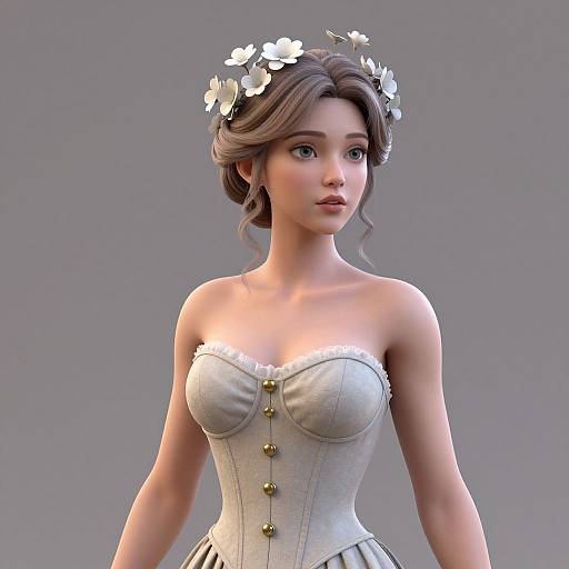 Ethereal Vintage Elegance 3D Portrait