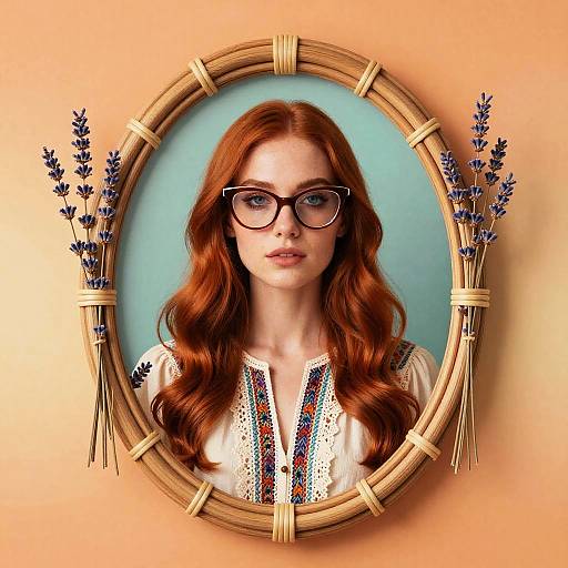 Bohemian Portrait in Rattan Frame