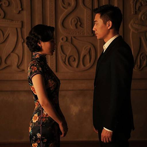 Intense Expressions in Dimly Lit Room